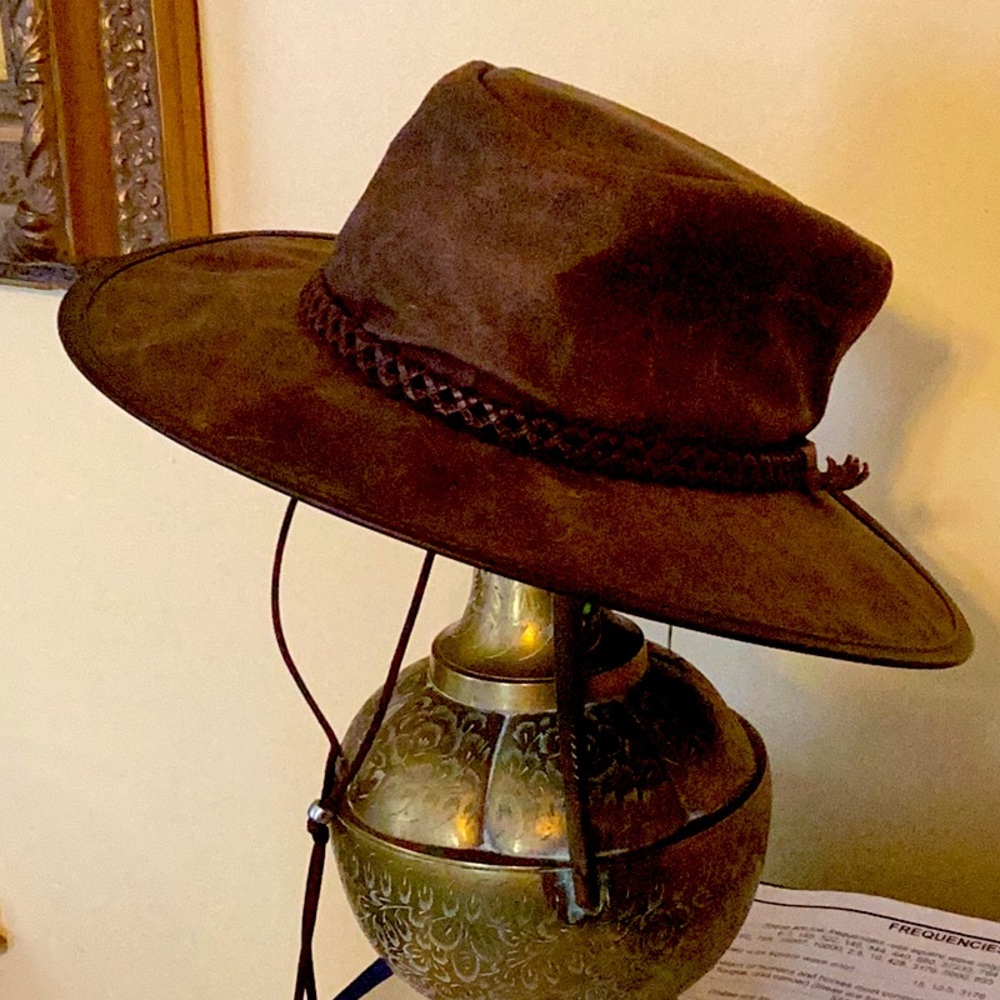 Brown Suede Outback Hat with Braided Band